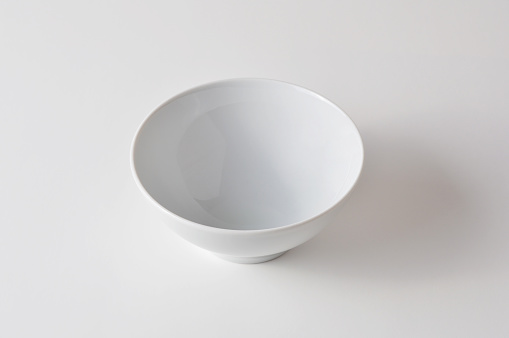 High Angle View Empty White Bowl on White Background
