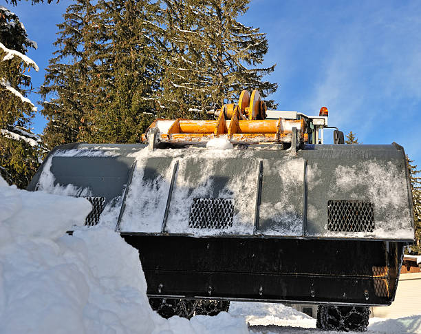 istock yellow snow removal machine working in the winter 118735035