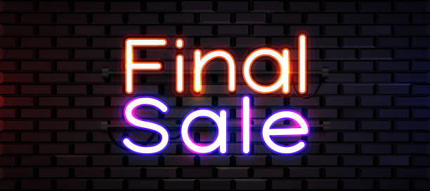 istock Neon sign, the word Sale on dark brick wall background. Discount Background for your design, greeting card, banner. 1187352020