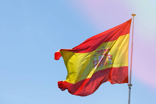 istock Spain flag waving in the wind 1187352131