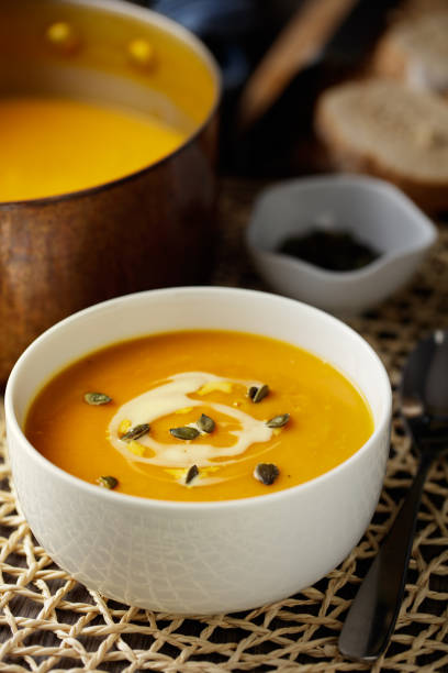 istock sweet potato soup with garlic bread 1187352518