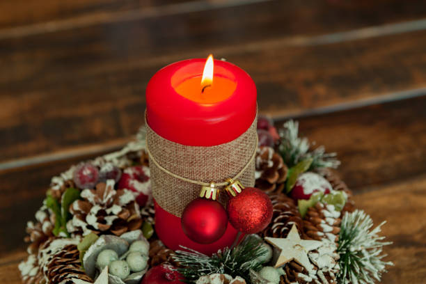 istock Candle for Christmas in red 1187353511