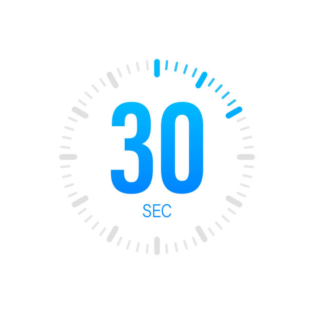 The 30 second, timer, stopwatch vector icon. Stopwatch icon in flat style. Vector stock illustration. The 30 second, timer, stopwatch vector icon. Stopwatch icon in flat style. Vector stock illustration second place stock illustrations