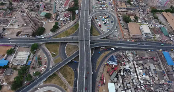 Aerial view of Kwame Nkrumah interchange in Ghana.