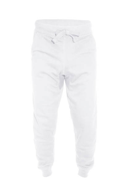 istock Blank training jogger pants color white front view on white background 1187354811