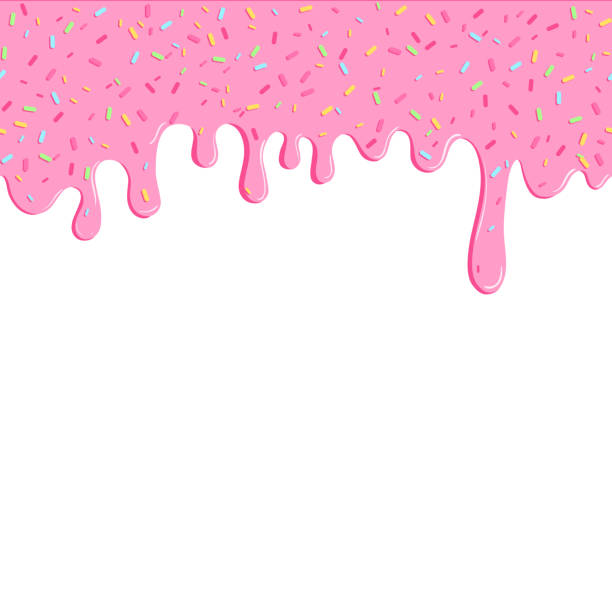 süße donut vektor-illustration mit tropfenden rosa glasur. abstrakte lebensmittel hintergrund. nahtloses muster zum drucken auf jedem produkt. - drop cookies stock-grafiken, -clipart, -cartoons und -symbole