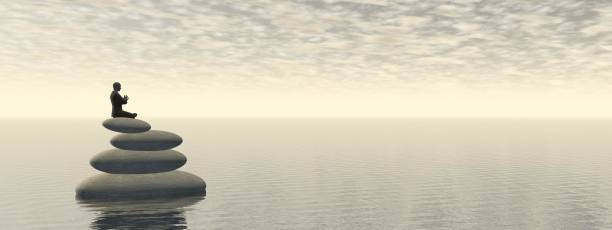 istock man in meditation and a beautiful landscape - 3d rendering 1187357437