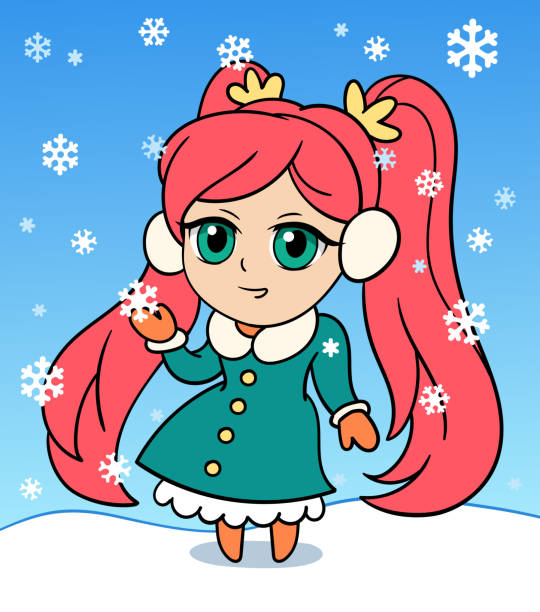 Dễ Thương Anime Chibi Cô Gái Nhỏ Chúc Mừng Giáng Sinh Và Thiệp Chúc Mừng  Năm Mới Thiệp Giáng Sinh Theo Phong Cách Hoạt Hình Hình Minh Họa Vector  Hình minh họa