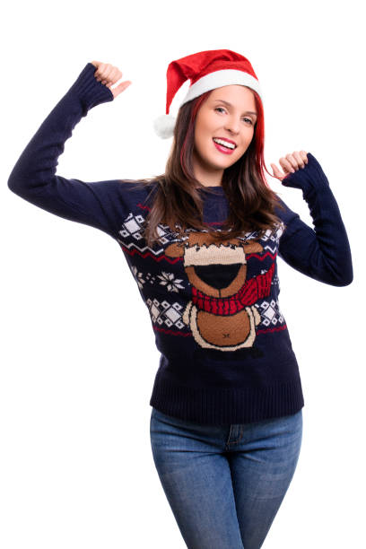 istock Beautiful girl with Santa hat celebrating 1187362344