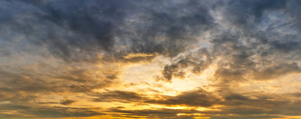istock Cloudy morning golden hour sky nature background 1187362499