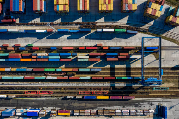 istock Aerial view of Container port 1187363593