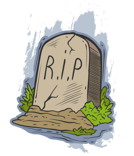 istock Cartoon colorful tomb gravestone and r.i.p text 1187365944