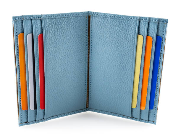 istock Blue color cardholder full of different plastic cards 1187366466