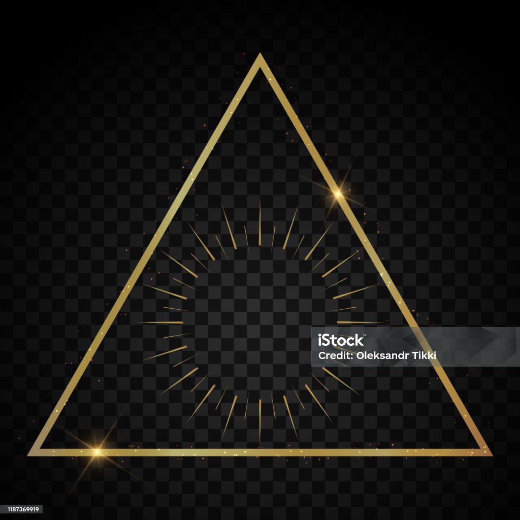 Triangle Elegant Realistic Geometric Golden Luxury Frame With Light ...