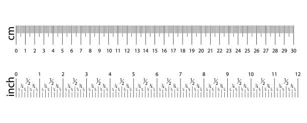 Original Centimetre and Inch, Inches Ruler. Measuring tool, Graduation grid, flat vector illustration. Size indicator units, Measure tape isolated on background. Original Ruler. Measuring tool, Graduation grid, flat vector illustration. Size indicator units, Measure tape isolated on background. centimetre stock illustrations