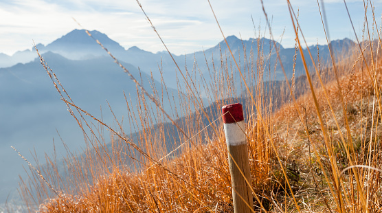 Path Red And Withe Red And White Path Sign Long A Mountain Path At Fall Stock Photo ...