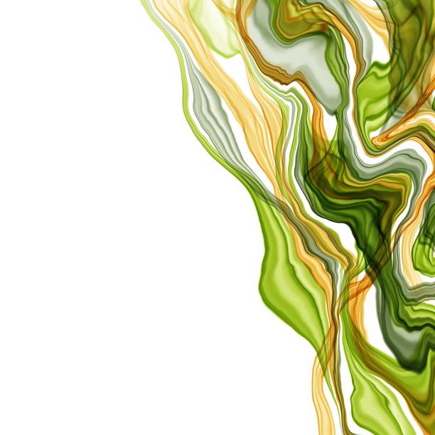 ilustrações de stock, clip art, desenhos animados e ícones de summer abstract hand drawn watercolor or alcohol ink background in green and yellow tones. trendy style. perfect for polygraphy. raster illustration. - backgrounds light wave pattern waving