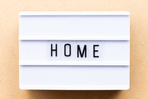 istock Lightbox with word home on wood background 1187374162