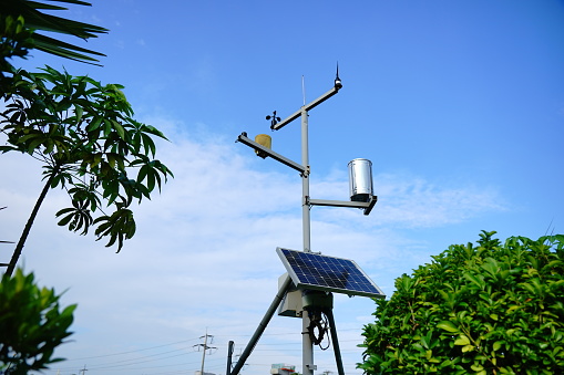 Weather station for measuring wind velocity