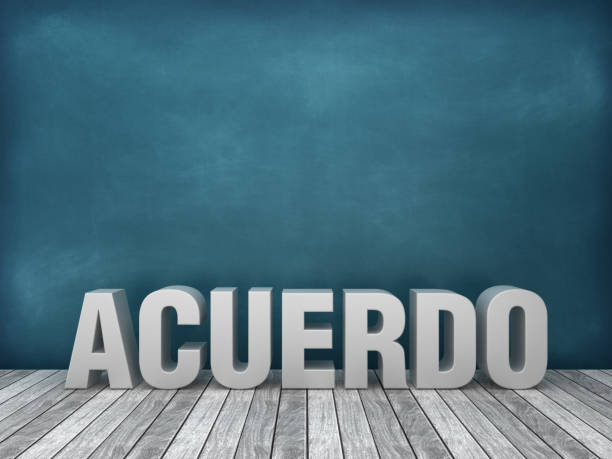 istock ACUERDO Spanish 3D Word on Chalkboard Background - 3D Rendering 1187382581