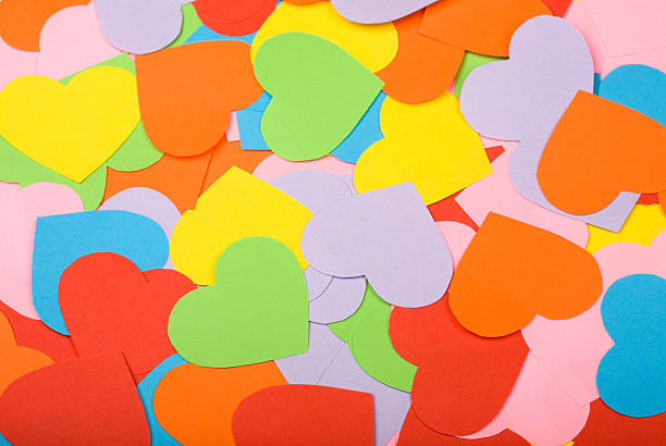 istock Background of multicolored paper hearts 118738346