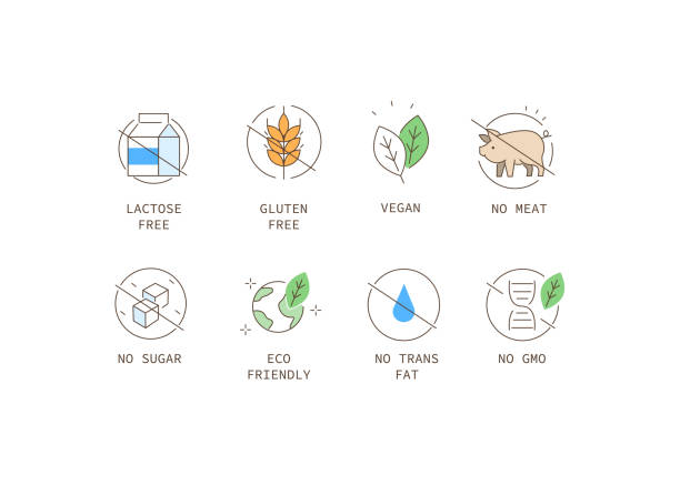 식품 배지 - gluten free food stock illustrations