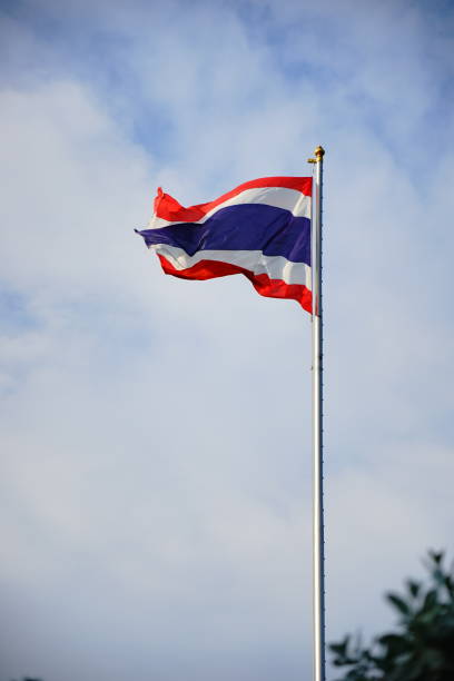 istock Thailand flag waving cloudy sky background 1187391291