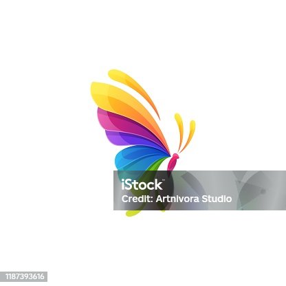istock Butterfly Colorful Illustration Vector Template 1187393616