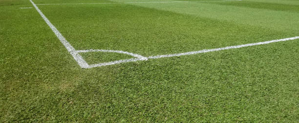 soccer field corner marker - soccer soccer field grass artificial turf imagens e fotografias de stock