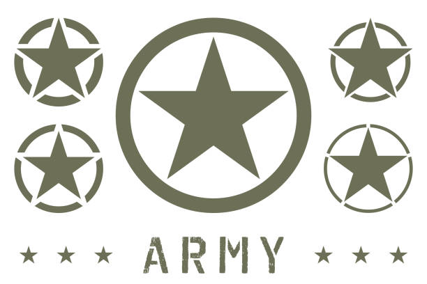 illustrations, cliparts, dessins animés et icônes de ensemble d'étoile de l'armée. insigne de rang militaire. symbole militaire, insigne, étiquette - military rank badge marines