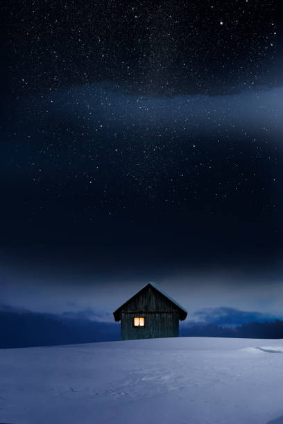istock Wooden Log Cabin in winter holidays 1187396589