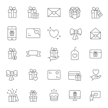 Gift Box icon set. Vector illustration