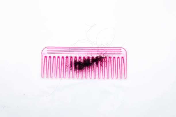 fallen hair stuck into a comb