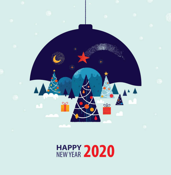 boże narodzenie dekoracja nowy rok 2020 pozdrowienia - christmas landscape invitation christmas tree stock illustrations