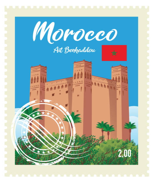 illustrations, cliparts, dessins animés et icônes de timbre du maroc - moroccan culture atlas mountains marrakech morocco
