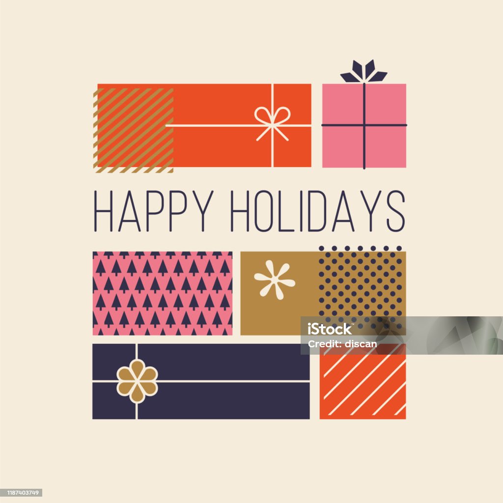Happy Holidays Greeting Cards with Gift Boxes. Happy Holidays Greeting Cards with Gift Boxes. Stock illustration Gift stock vector
