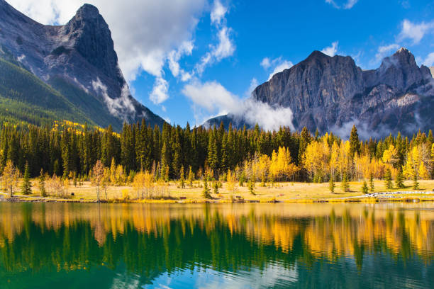 istock The lake and Three Sisters Mountain 1187406703