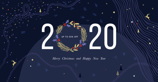 Universal Horizontal Christmas Art Template_04 Winter Holidays banner design. Website or social media long header template for Christmas celebration with sparkles and space for text. holiday email templates stock illustrations