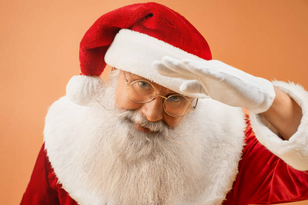 istock Happy Santa Claus posing in studio in traditional costume 1187408937