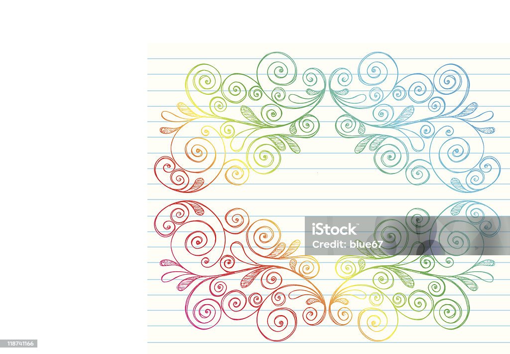 Hand-Drawn Sketchy Notebook Doodles Swirls Border  Abstract stock vector