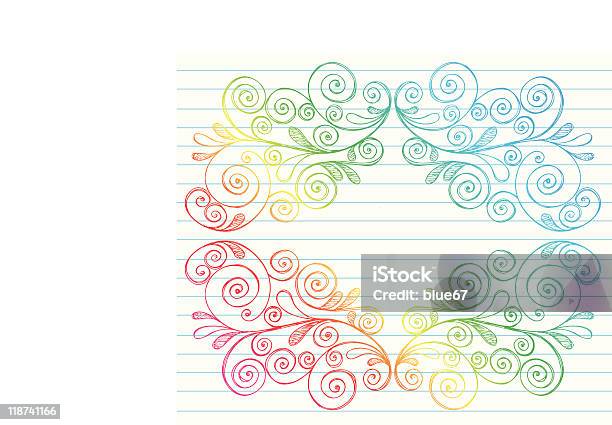 Handdrawn Sketchy Notebook Doodles Swirls Border Stock Illustration - Download Image Now - Abstract, Color Image, Cute