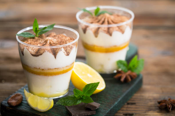 istock Lemon tiramisu dessert with cocoa and mint 1187411774