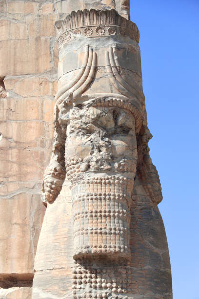 detalhe da porta de todas as nações na cidade antiga persépolis, irã - gateway of xerxes - fotografias e filmes do acervo