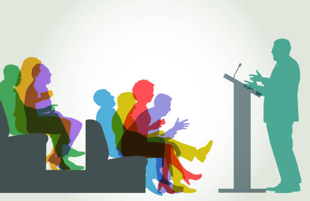 Politicians Debating Colourful overlapping silhouettes of Politicians Debating government silhouettes stock illustrations
