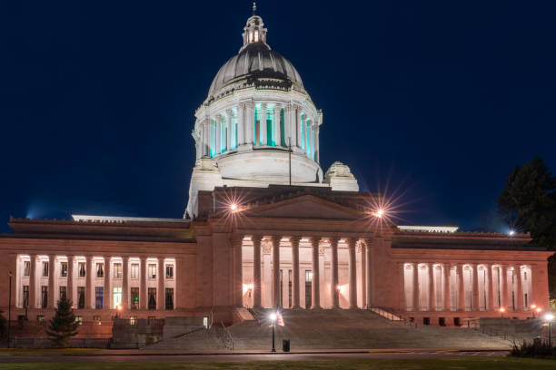 istock Night Time Front of Capitol Building, Olympia Washington 1187414879