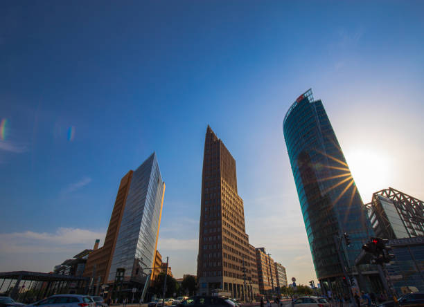 istock Berlin Skyscrapers On Potsdamer Platz Square With Traffic At Sunset 1187414978