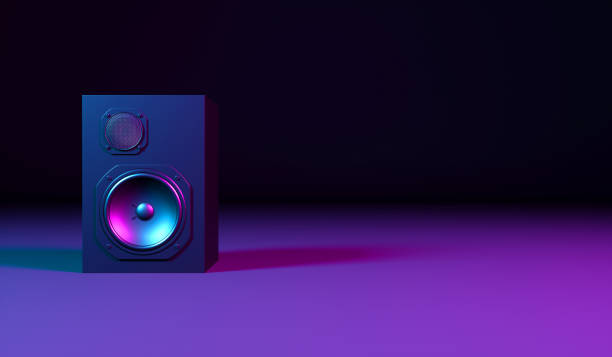 istock black loudspeaker on a black background in neon light 1187420395