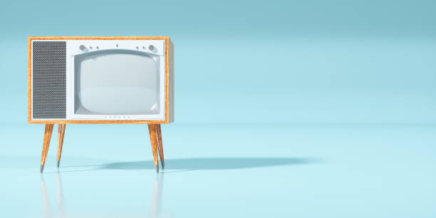 istock retro tv close-up on a blue background 1187422307