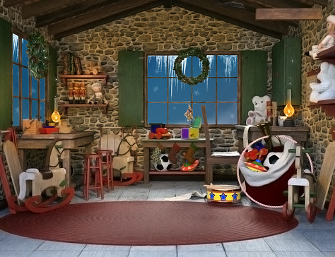 Santa Claus secret room with gifts to deliver – 3D render