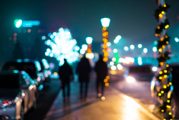 Christmas night city, defocused background.
